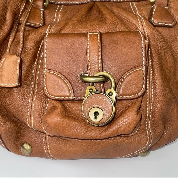 BUTI Italy Brown Leather Handbag With Lock Pocket - Picture 6 of 17